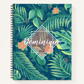 Tropical Foliage Pattern Personalized Notebook