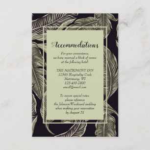 Tropical Foliage Sage Green Wedding Accommodations Enclosure Card