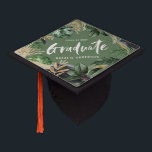 Tropical foliage script modern green botanical graduation cap topper<br><div class="desc">Tropical foliage script graduation cap board. Modern hand painted design.</div>
