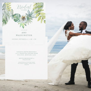 Tropical Foliage Square Bridal Shower  Invitation