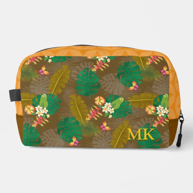Tropical Foliage Summer Brown Dopp Kit (Front)