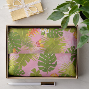 Tropical Foliage Summer Pink Tissue Paper