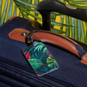 Tropical Foliage Watercolor Paradise Luggage Tag