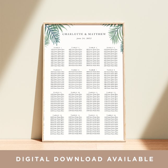 Tropical Foliage Wedding Seating Chart (Creator Uploaded)