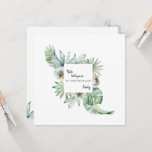 Tropical Foliage White Wedding Will You be My  Invitation