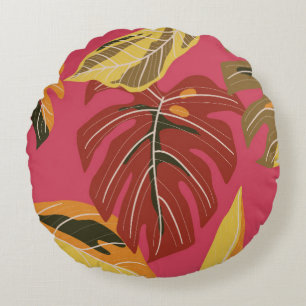 Tropical forest. Abstract nature illustration patt Round Pillow
