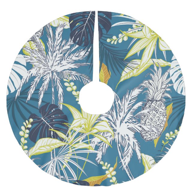 Tropical Forest: Colourful Hand Drawn. Brushed Polyester Tree Skirt (Front)