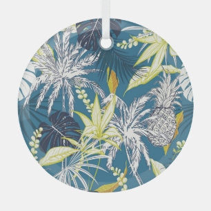 Tropical Forest: Colourful Hand Drawn. Glass Ornament