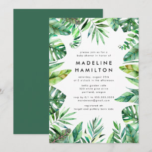 Tropical Forest Frame Gender Neutral Baby Shower Invitation