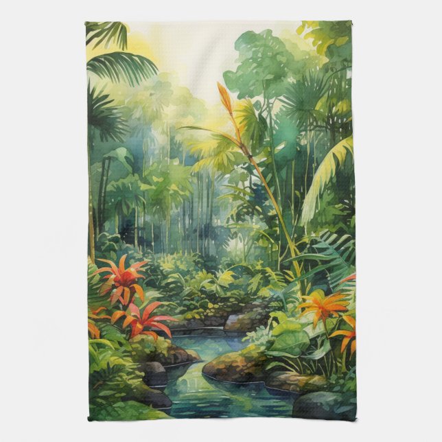Tropical Forest Kitchen Towel (Vertical)