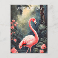 Tropical Forest Pink Flamingo Vintage