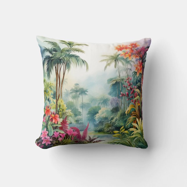 Tropical Forest Throw Pillow (Front)