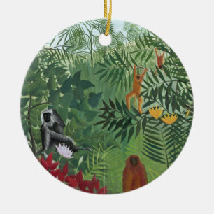 Tropical Forest with Monkeys, 1910 (oil on canvas) Ceramic Ornament