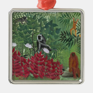 Tropical Forest with Monkeys, 1910 (oil on canvas) Metal Ornament
