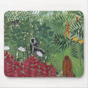 Tropical Forest with Monkeys, 1910 (oil on canvas) Mouse Pad