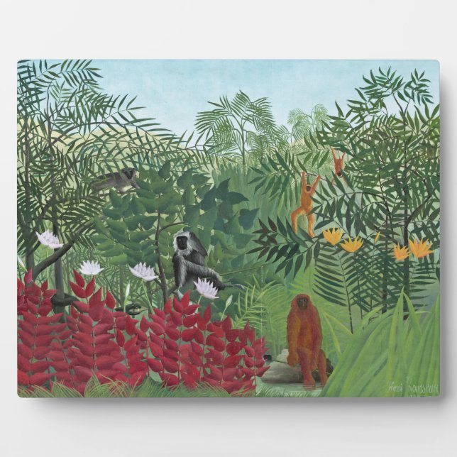 Tropical Forest with Monkeys, 1910 (oil on canvas) Plaque (Front)