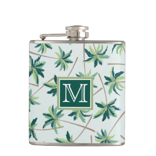 Tropical Foxtail Palm Add Your Initial Hip Flask