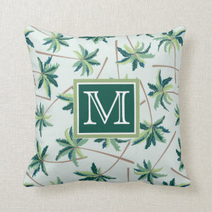 Tropical Foxtail Palm   Add Your Initial Throw Pillow