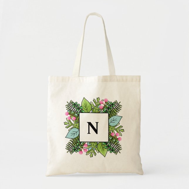 Tropical Frame Monogram Tote Bag (Front)