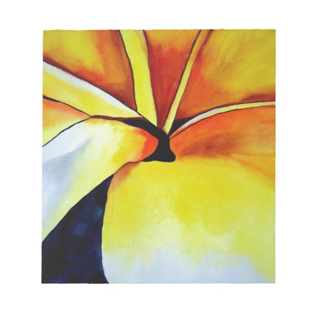 Tropical Frangipani flower watercolor abstract art Notepad (Front)
