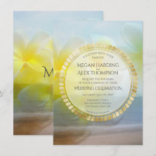 Tropical Frangipani Modern Beach Elegant Wedding Invitation