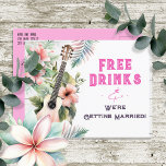 Tropical Free Drinks Funny Wedding Save the Date Postcard<br><div class="desc">Adult themed Hawaiian tropical beach floral watercolor graphic free drinks funny wedding announcement save the date.</div>