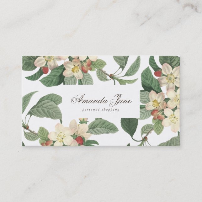 Tropical Fresh Green Flowers Business Card (Front)