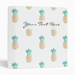 tropical fresh summer faux gold pineapple pattern binder