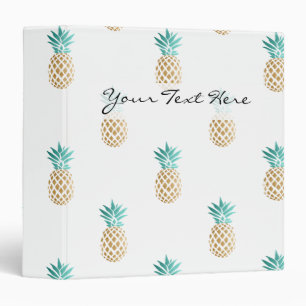 tropical fresh summer faux gold pineapple pattern binder