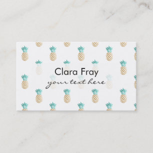 tropical fresh summer faux gold pineapple pattern business card