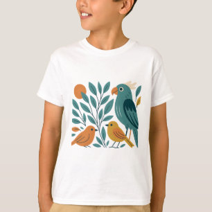 Tropical Friends - Stylized Parrot and Songbirds M T-Shirt