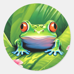 Tropical Frog Art Classic Round Sticker