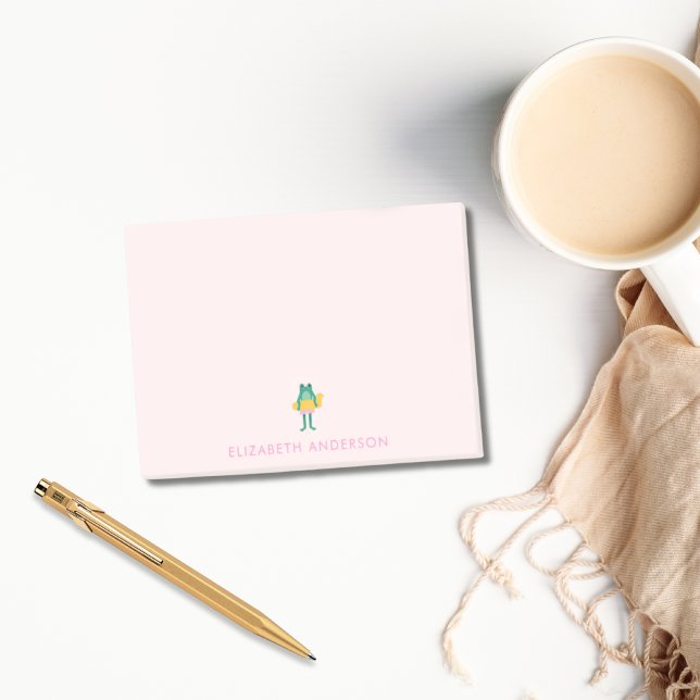 Tropical Frog Blush Pink Personalized Post-it Notes (Tropical Frog Blush Pink Personalized Post-it Notes)