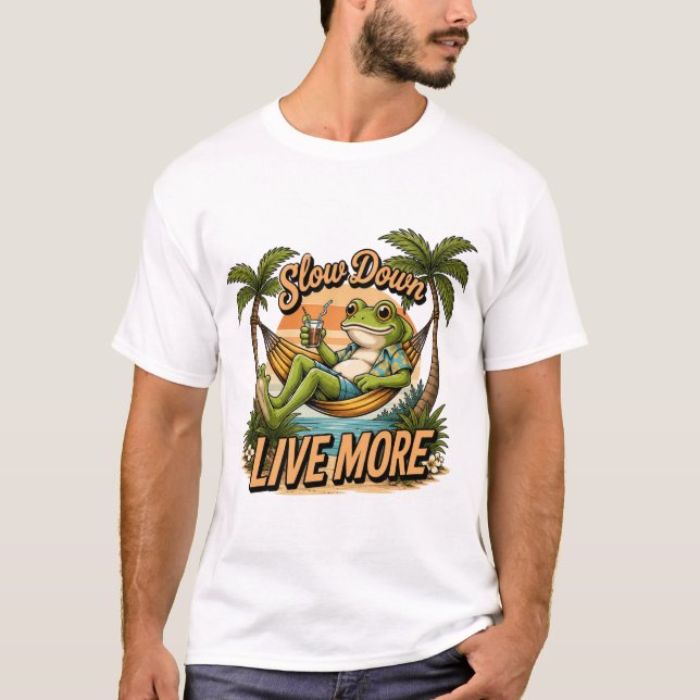 Tropical Frog Hammock Beach Design T-Shirt (Front)