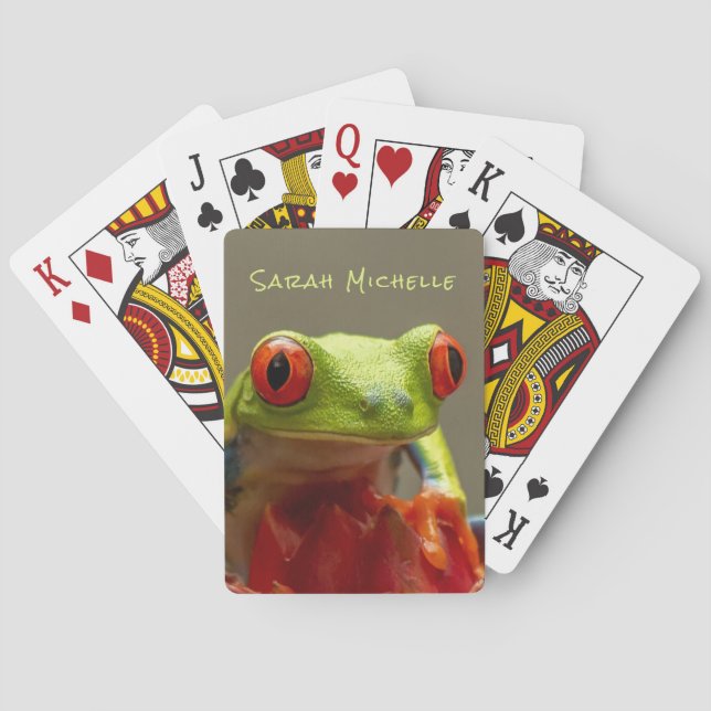 Tropical Frog Personalized Long Name Playing Cards (Back)