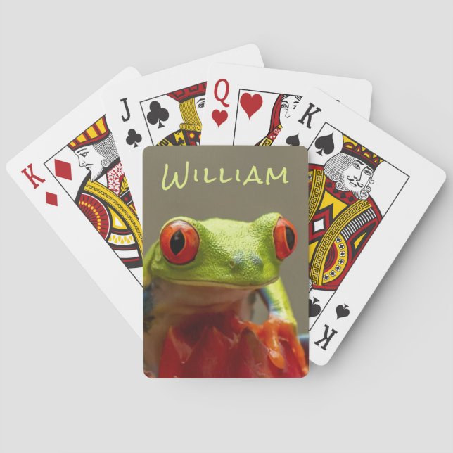 Tropical Frog Personalized Short Name Playing Cards (Back)