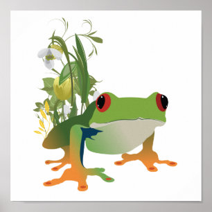 tropical frog vector design poster