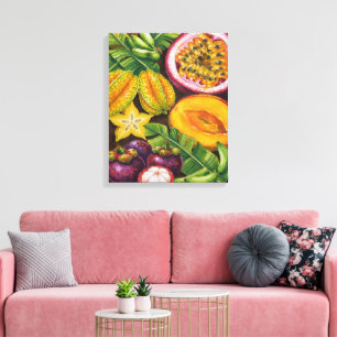 Tropical Fruit Art Exotic Kitchen Décor Canvas Print