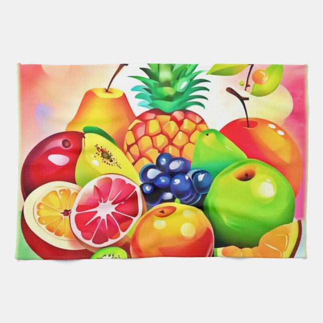 Tropical Fruit Assortment Kitchen Towel (Horizontal)