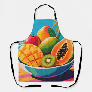 Tropical Fruit Bowl Illustration Apron