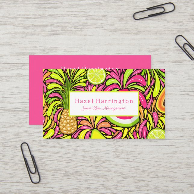 Tropical Fruit Business Cards Colourful Custom (Front/Back In Situ)