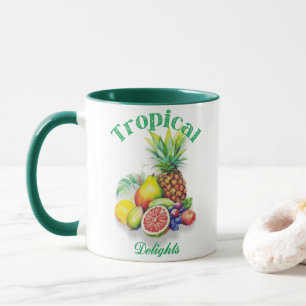 Tropical Fruit Collage on white Mug
