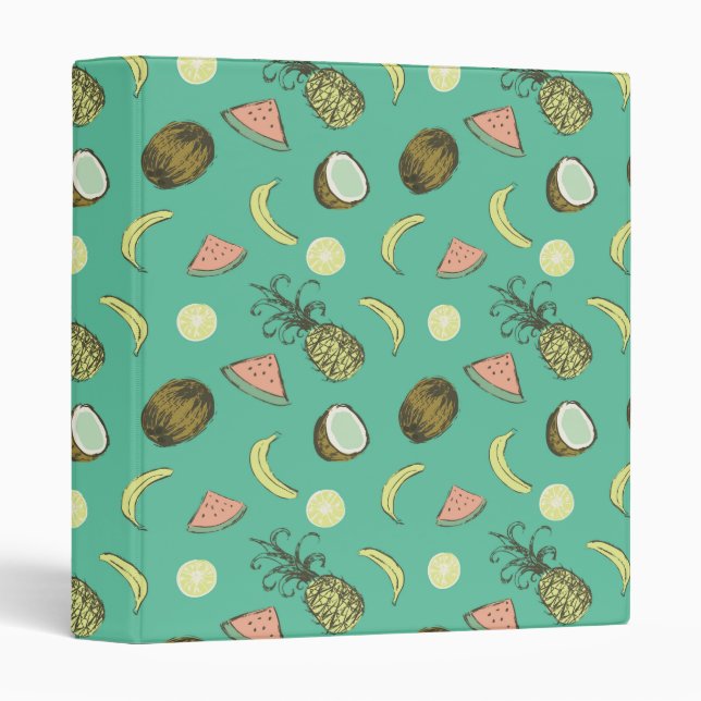 Tropical Fruit Doodle Pattern Binder (Front/Spine)