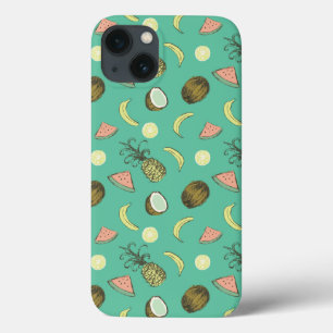 Tropical Fruit Doodle Pattern iPhone 13 Case