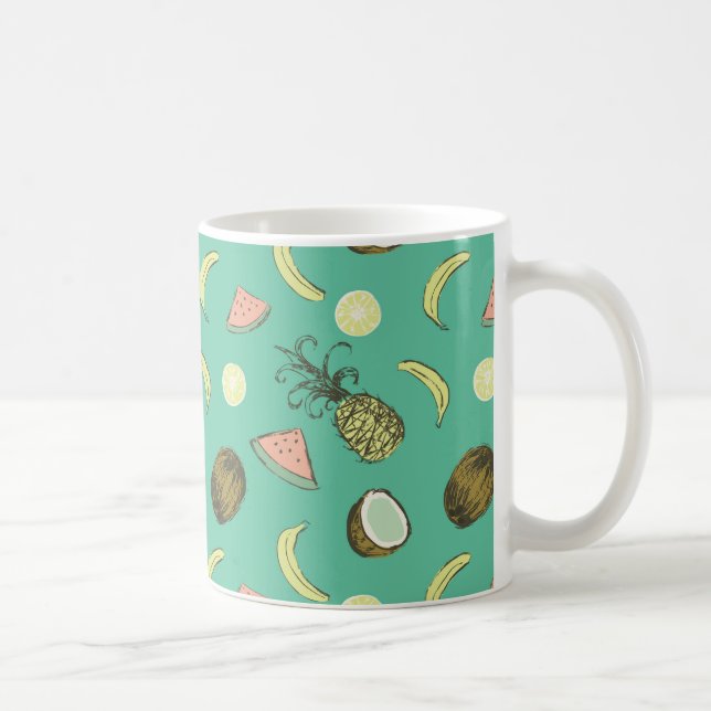 Tropical Fruit Doodle Pattern Coffee Mug (Right)