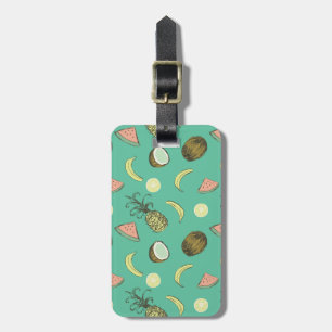 Tropical Fruit Doodle Pattern Luggage Tag