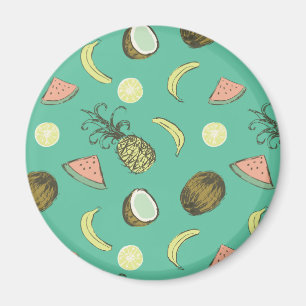 Tropical Fruit Doodle Pattern Magnet