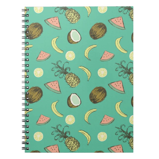 Tropical Fruit Doodle Pattern Notebook (Front)