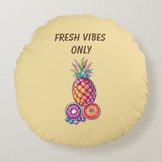 Tropical Fruit Fusion Round Pillow (Front)