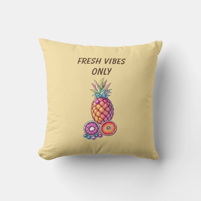 Tropical Fruit Fusion Throw Pillow (Front)
